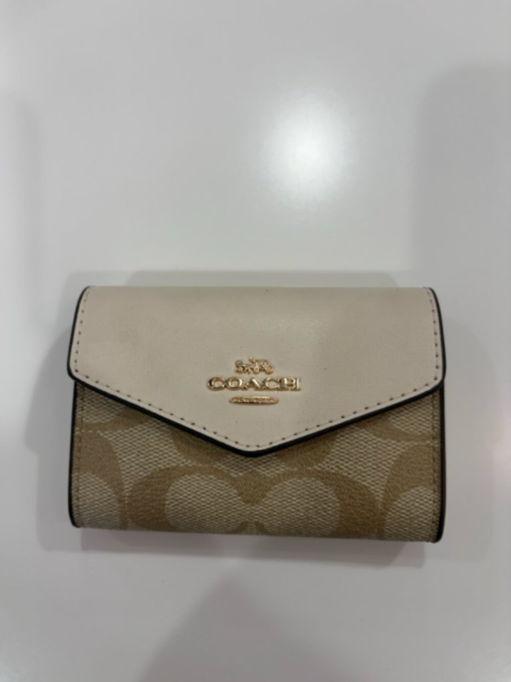 Coach Flap Card Case In Signature Canvas - Light Brown